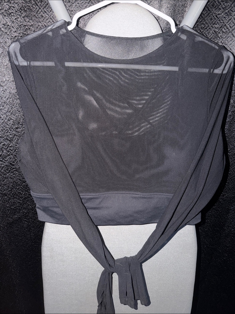 Halara Sheer criss cross workout Crop Top - Black